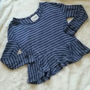 Free People Peplum Striped Thermal Top Size Medium